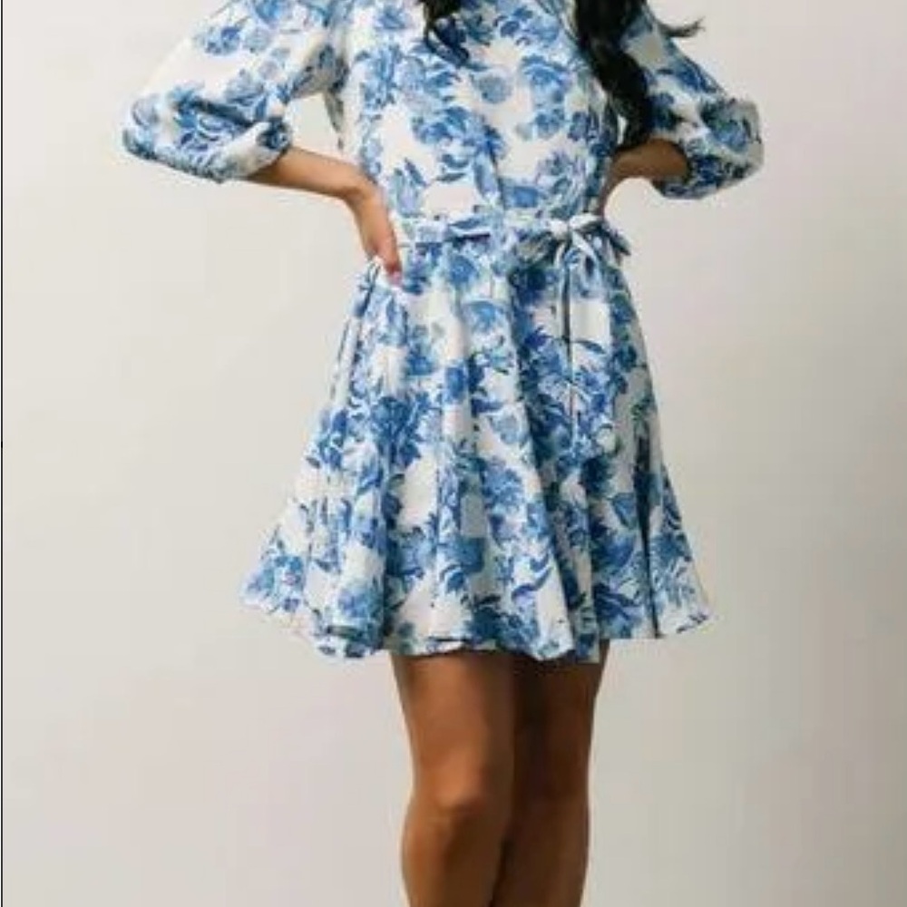 Blue and White Mini Dress